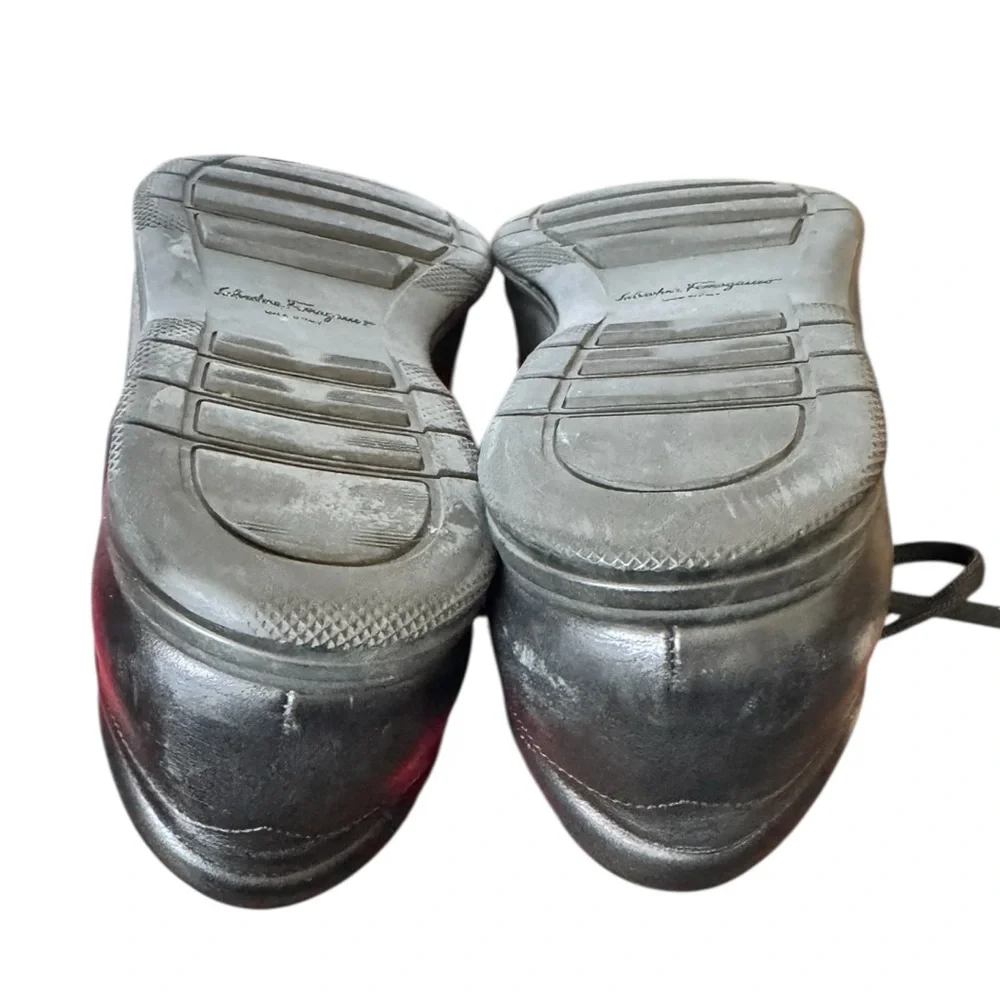 Salvatore Ferragamo Leggero Black Leather Sneakers Size 9.5 D